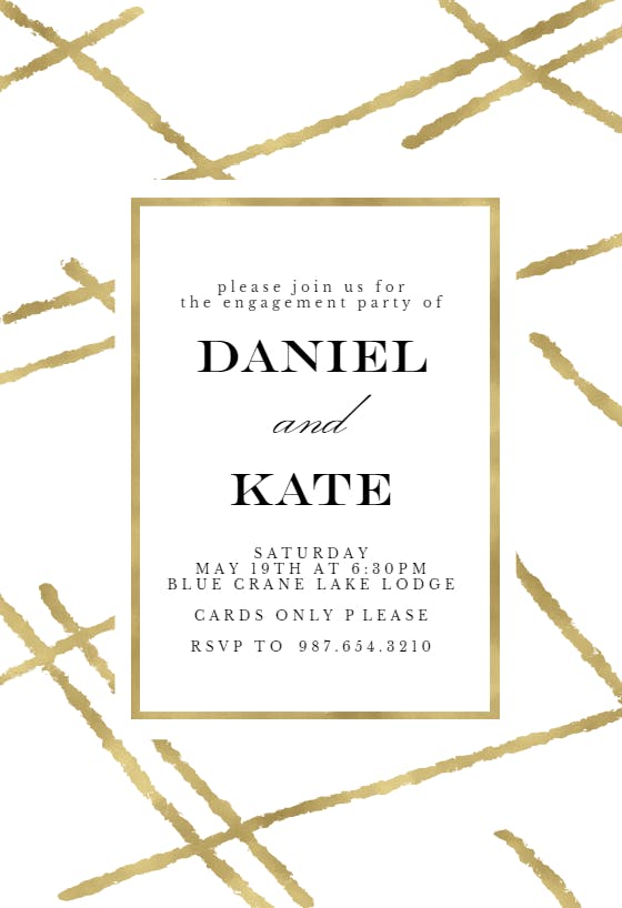 Golden lines - engagement party invitation