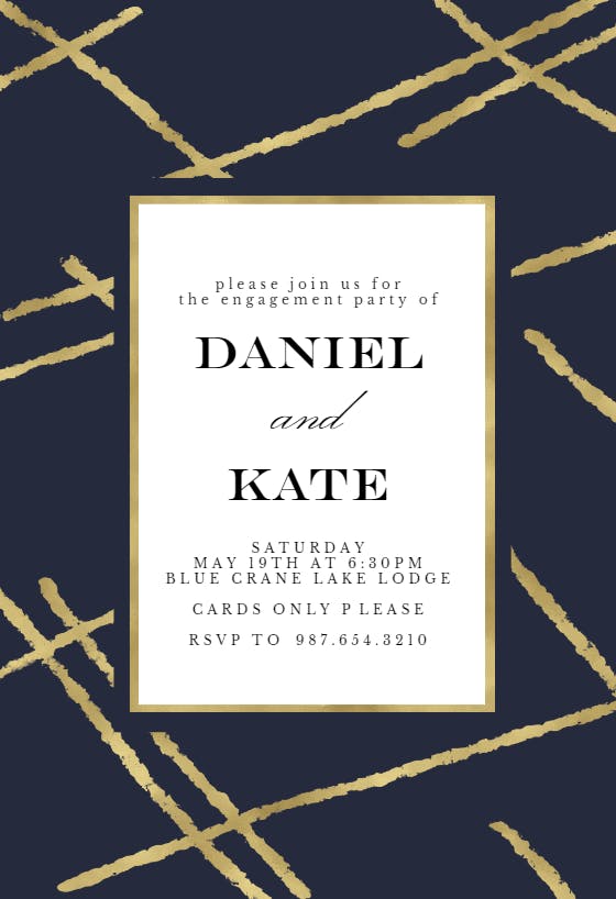 Golden lines - engagement party invitation