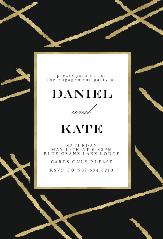 Golden lines - engagement party invitation