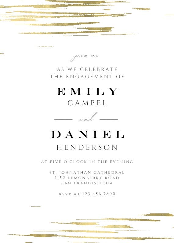 Golden strokes - engagement party invitation