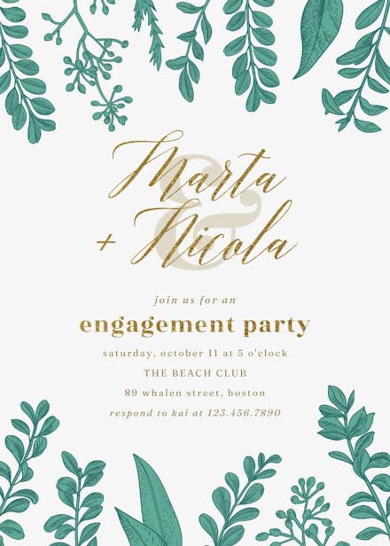 Graceful greenery - engagement party invitation