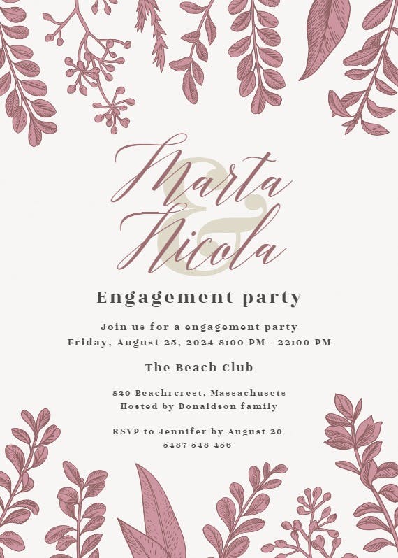 Graceful greenery - engagement party invitation