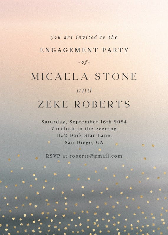 Gradient and sparkles - engagement party invitation