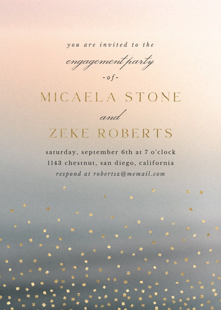 Gradient and sparkles - engagement party invitation