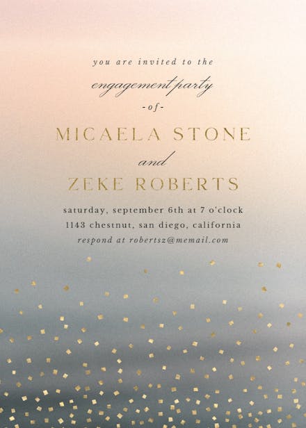 Gradient and sparkles - engagement party invitation