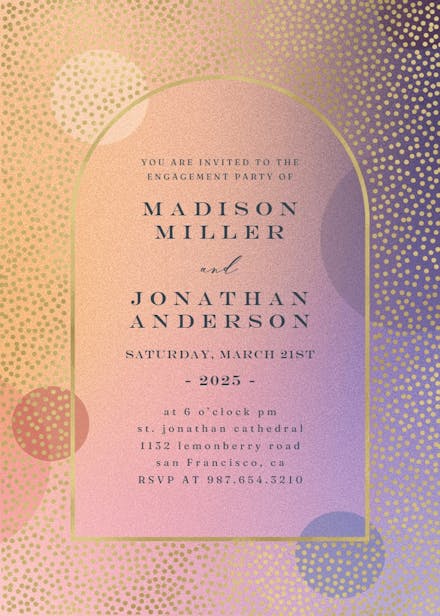 Gradient arched window - engagement party invitation