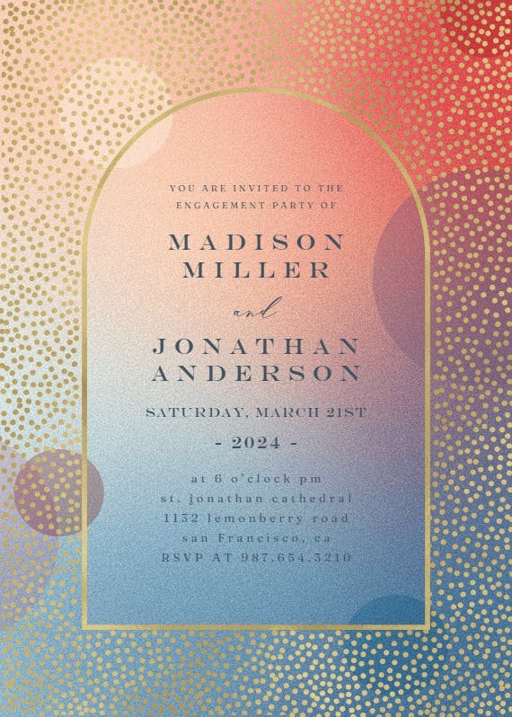 Gradient arched window - engagement party invitation