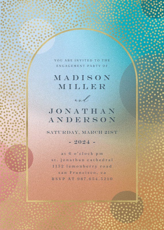 Gradient arched window - engagement party invitation