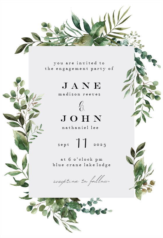 Boho Engagement Party Invitations Modern Invite Printed or Printable Greenery Engagement Party Invitation Rustic Invites