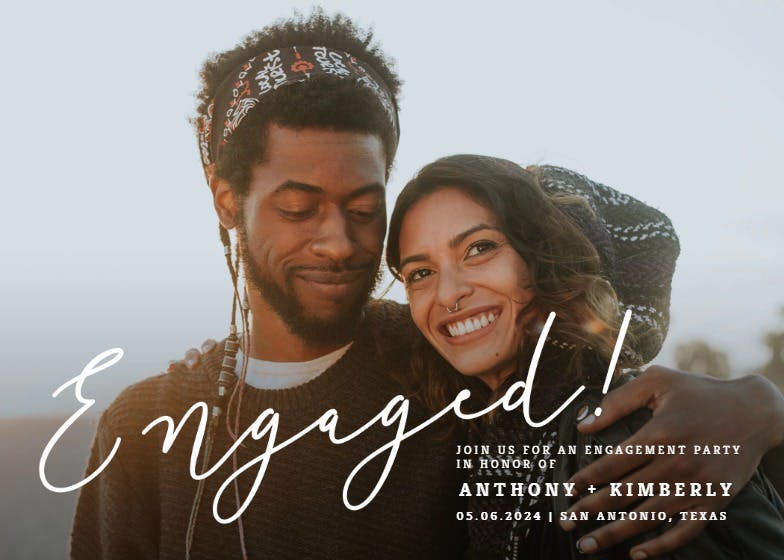 Hand lettering full photo - engagement party invitation