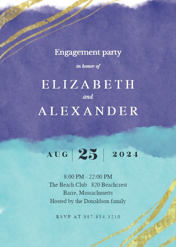 Happy color strokes - engagement party invitation