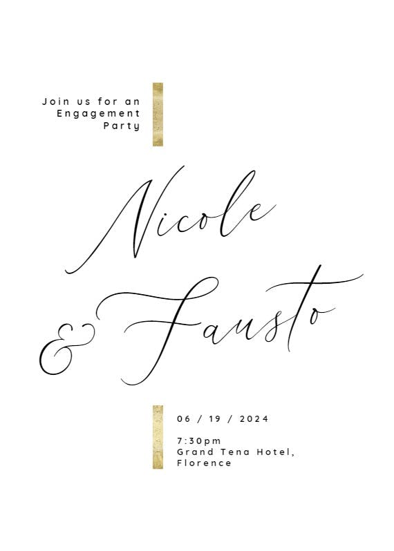 Hints of gold - engagement party invitation