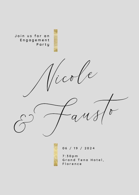 Hints of gold - engagement party invitation