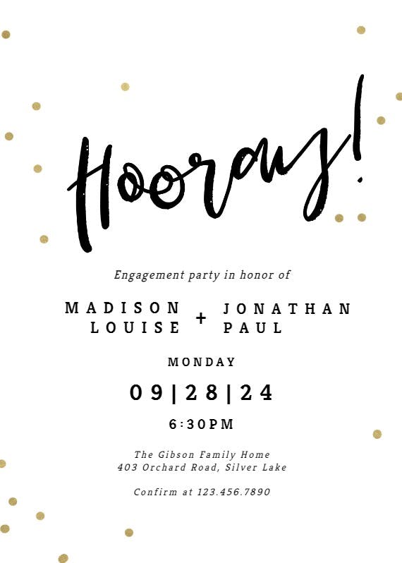 Hooray -  invitación para fiesta