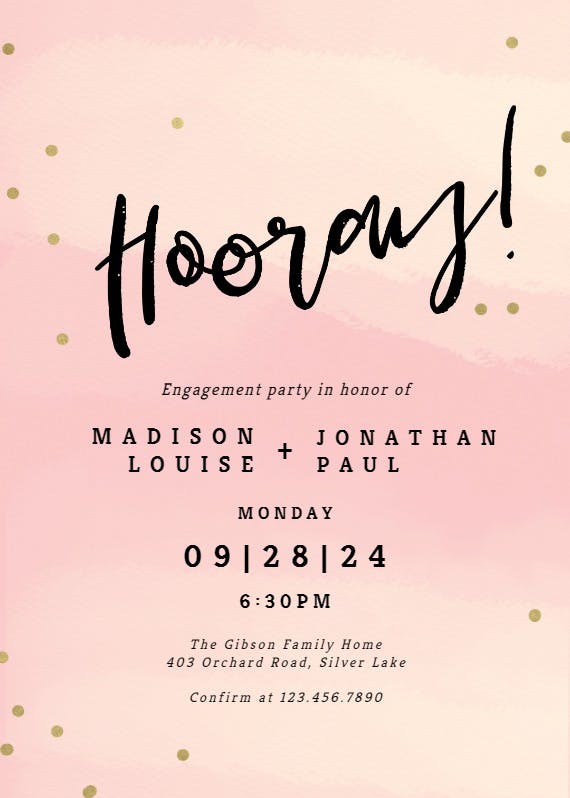 Hooray - engagement party invitation