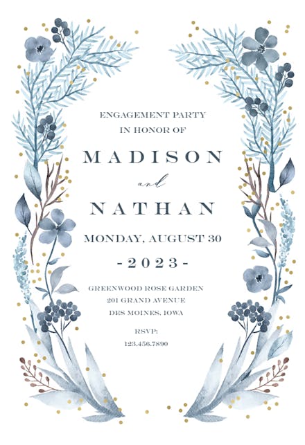 Iced Flowers Frame - Engagement Party Invitation