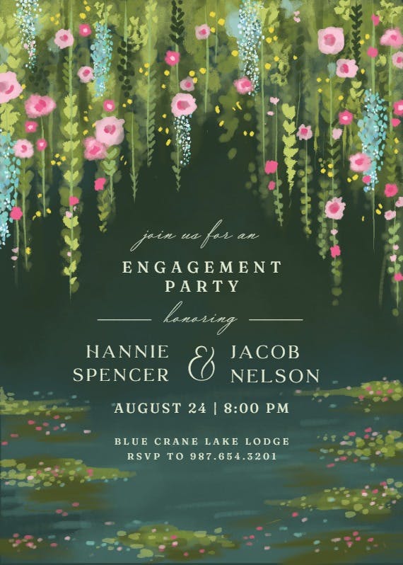 Impressionist romance -  invitación para fiesta de compromiso