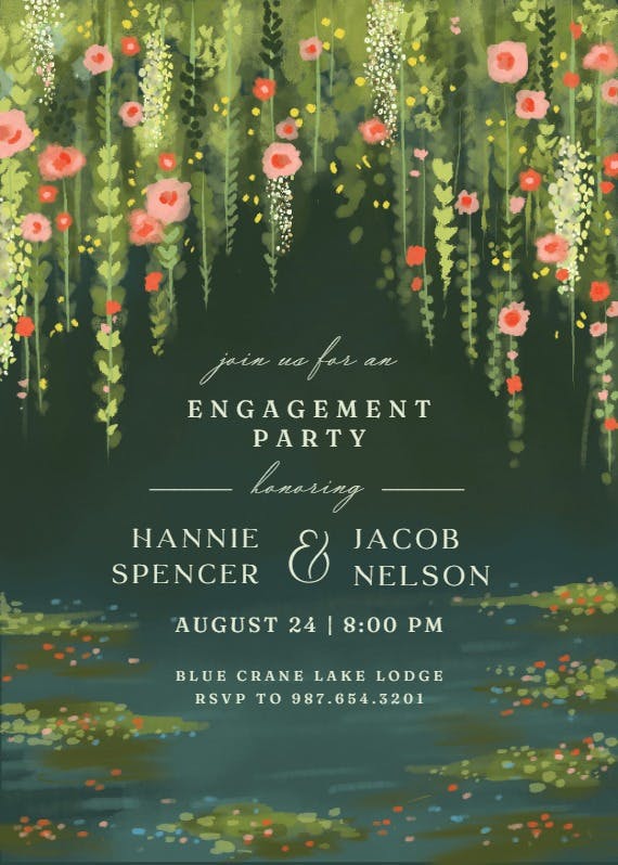 Impressionist romance -  invitación para fiesta de compromiso