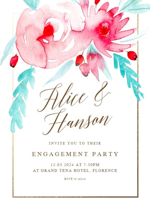 In bloom - engagement party invitation