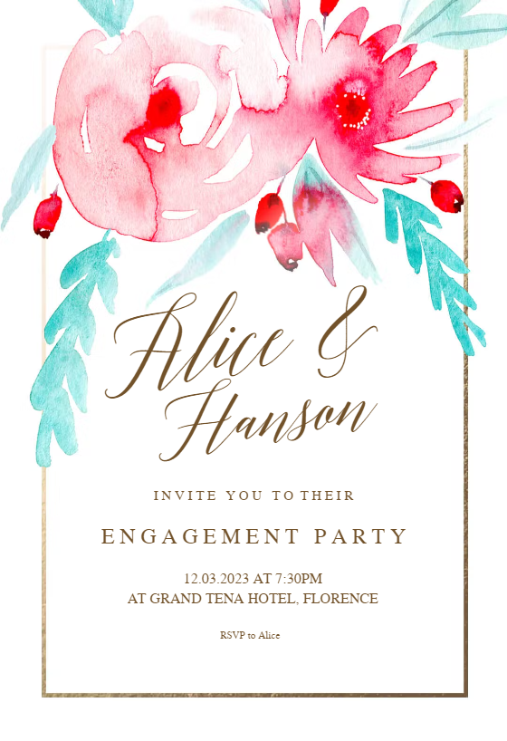 In Bloom - Engagement Party Invitation Template (Free) | Greetings Island