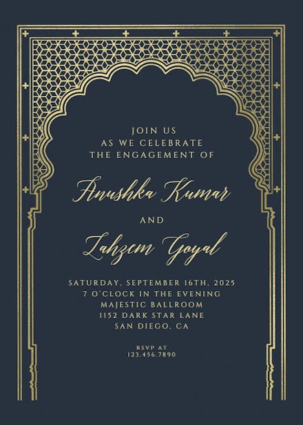 Indian gateway - engagement party invitation