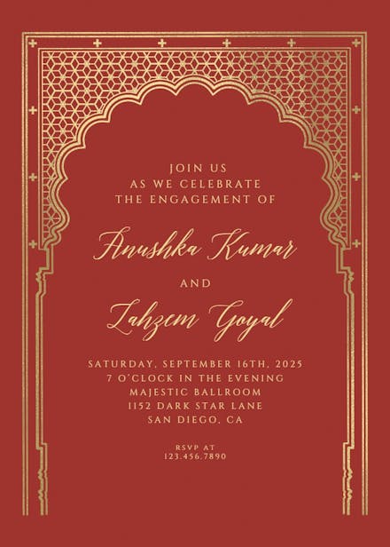 Indian gateway - engagement party invitation