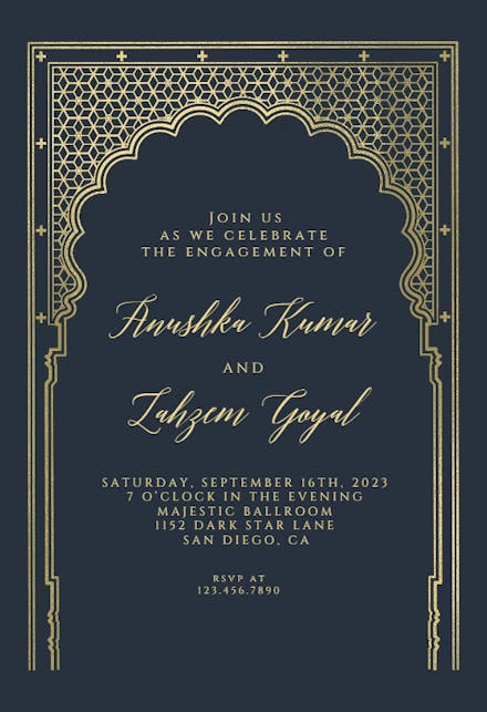 Indian Gateway Engagement Party Invitation Template Free Greetings Island