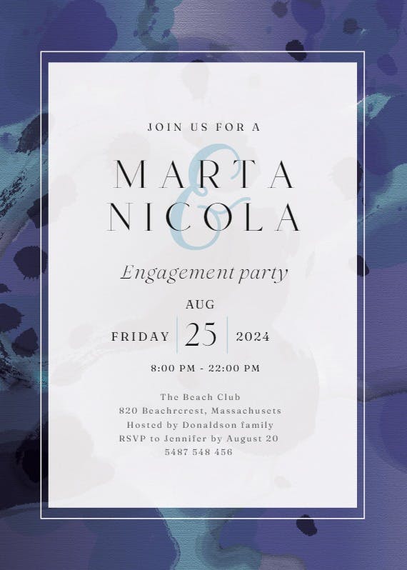 Inked frame - engagement party invitation
