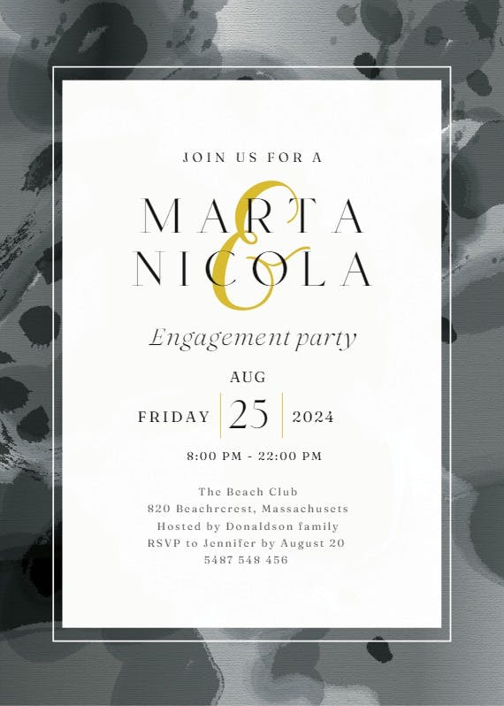 Inked frame - engagement party invitation
