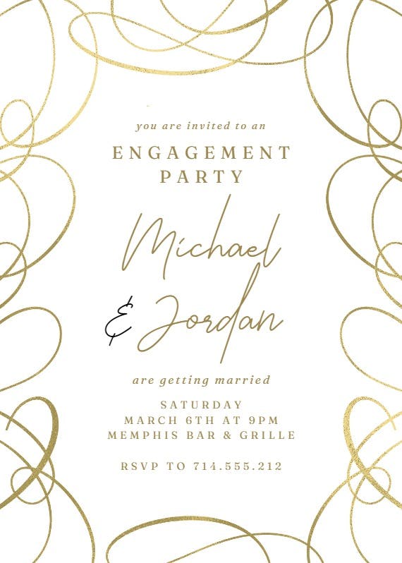 Intricate swirls - engagement party invitation