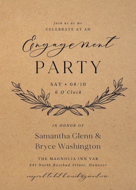 Kraft branches - engagement party invitation
