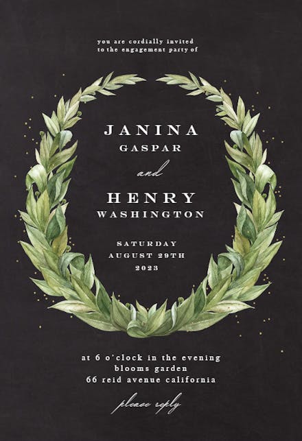 Laurel Wreath - Engagement Party Invitation