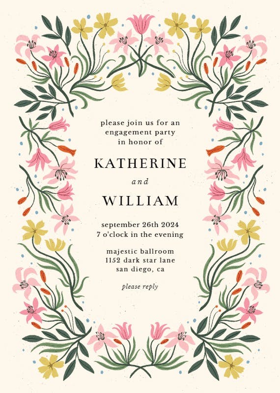 Lilies - engagement party invitation
