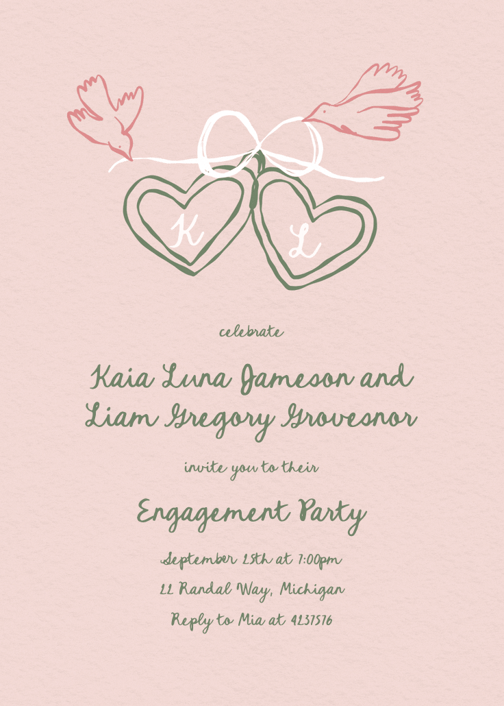 Locket initials - engagement party invitation