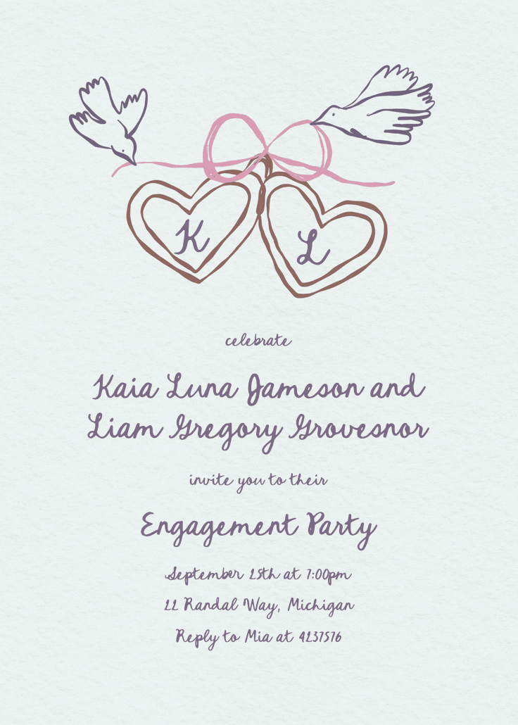 Locket initials - engagement party invitation
