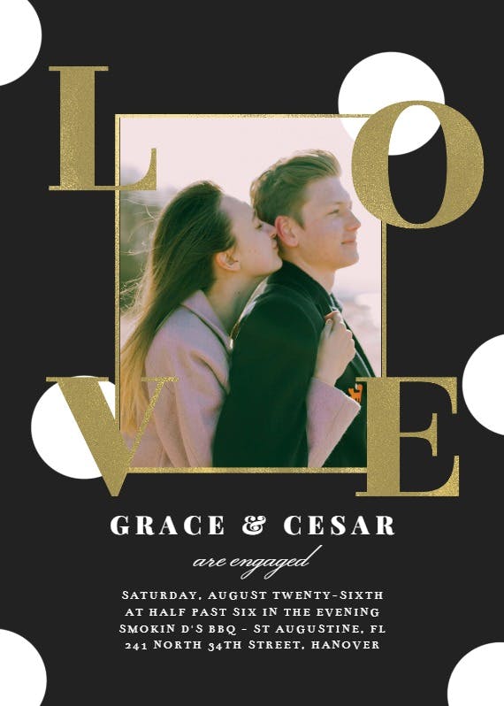 Love and gold - engagement party invitation
