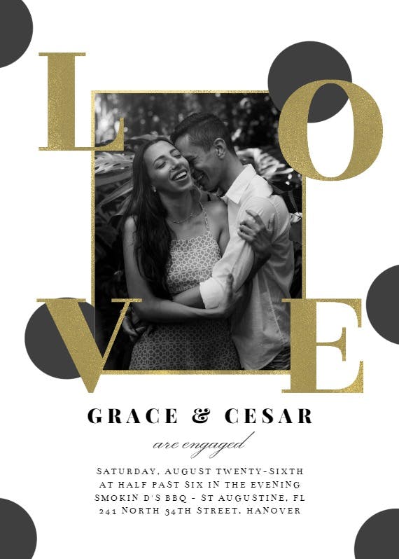 Love and gold - engagement party invitation