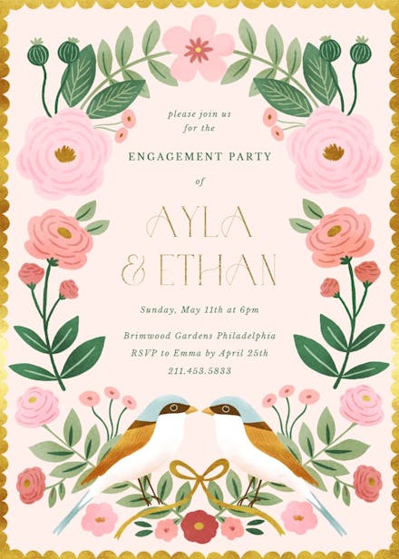 Love birds - engagement party invitation
