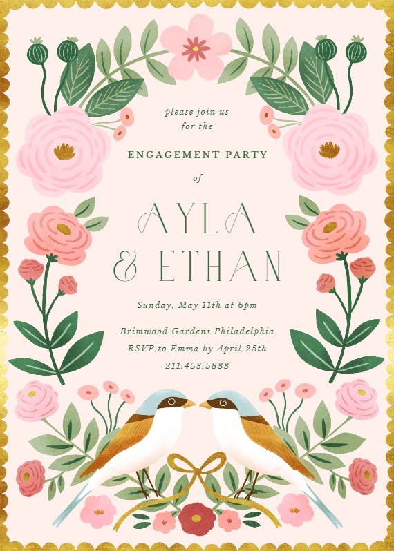 Love birds - engagement party invitation