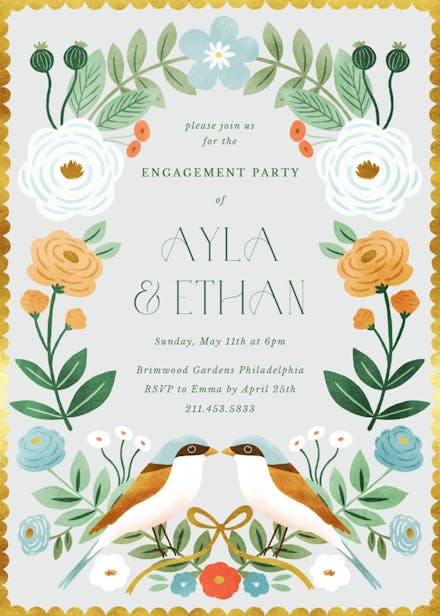Love birds - engagement party invitation