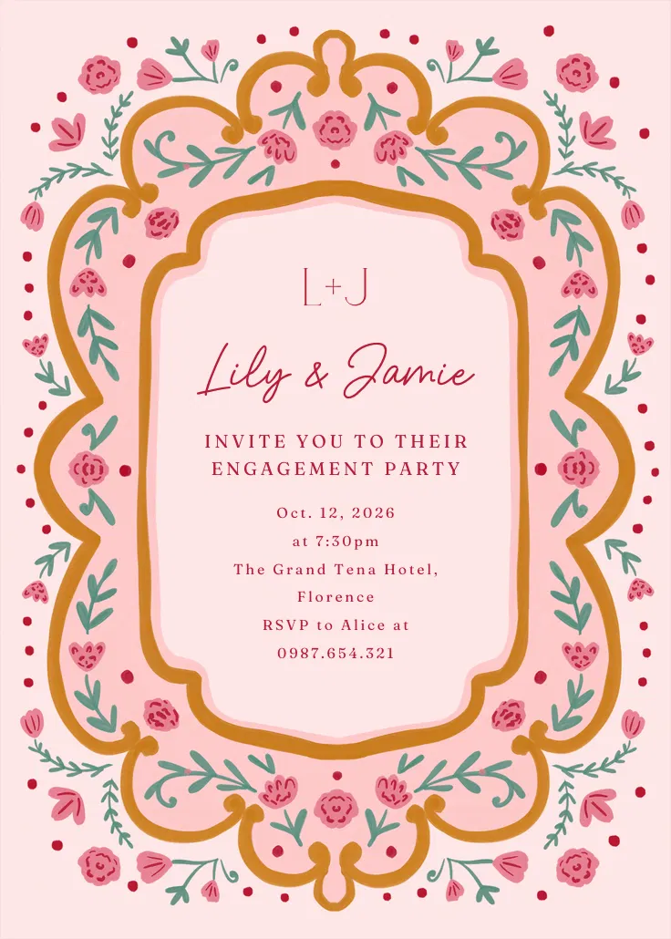 Love frame - engagement party invitation