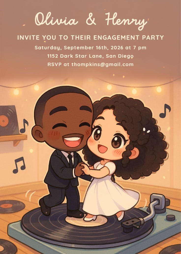 Love on the record - printable party invitation