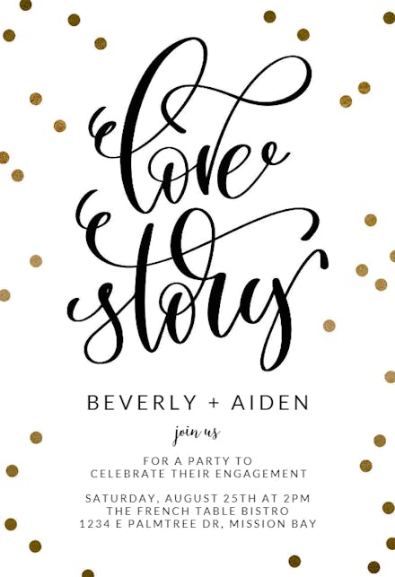 Love Story - Engagement Party Invitation