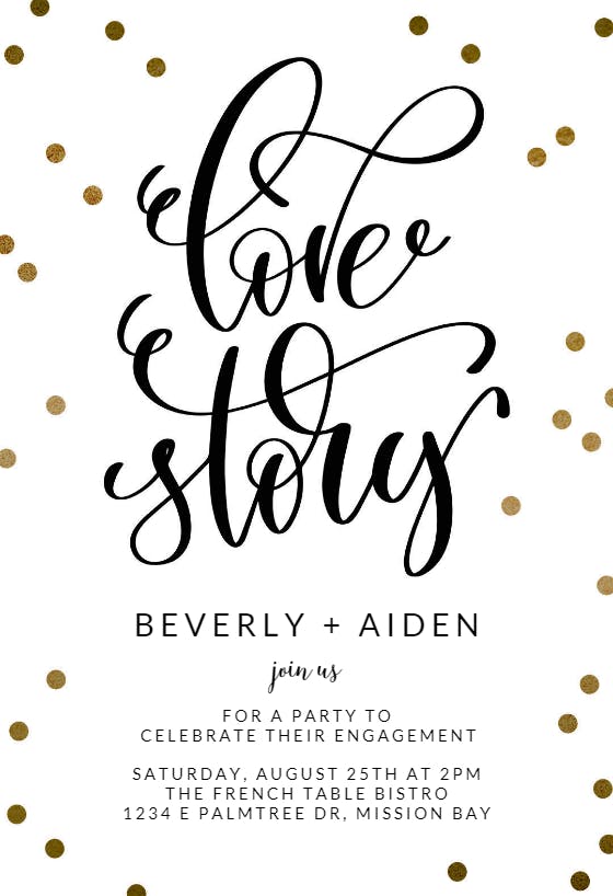 Love story -  invitación para fiesta de compromiso
