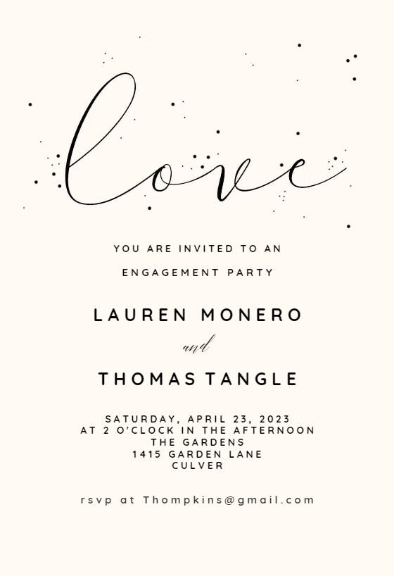 Love -  invitación para fiesta de compromiso