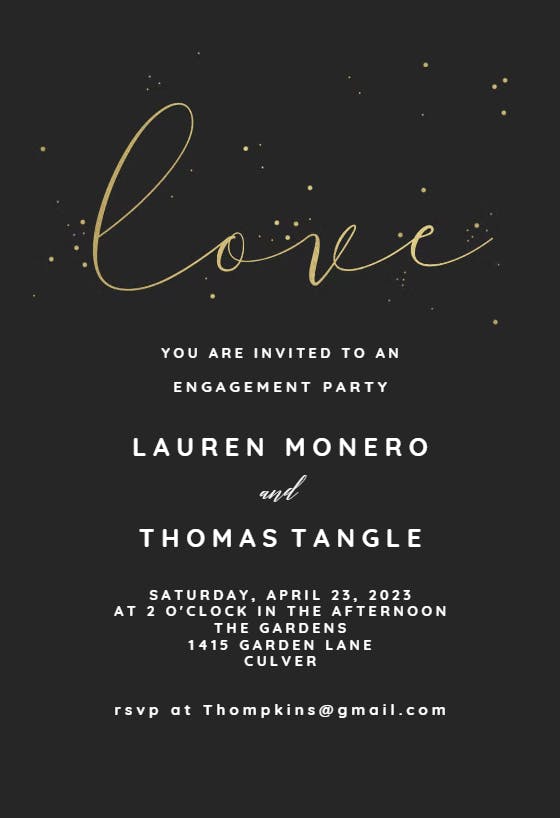 Love -  invitación para fiesta de compromiso