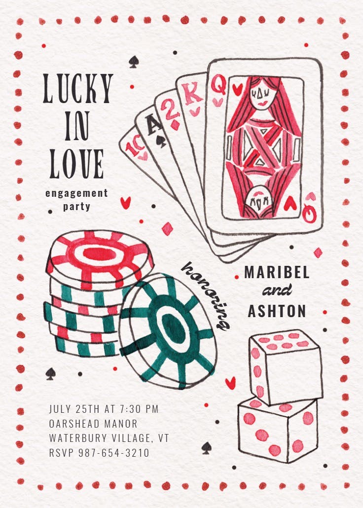 Lucky in love -  invitación para fiesta de compromiso