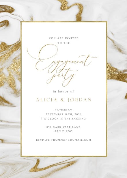 Marble frame - engagement party invitation