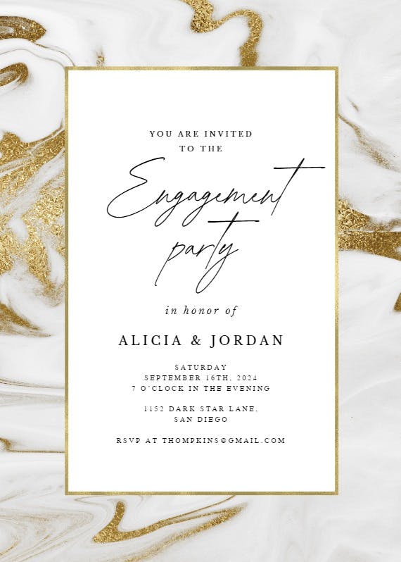 Marble frame - engagement party invitation