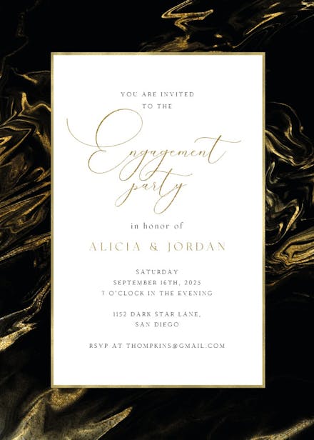 Marble frame - engagement party invitation